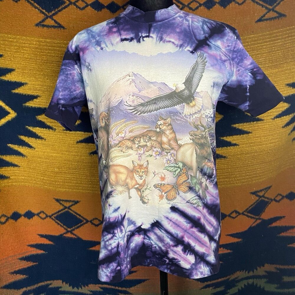 Vintage 90’s Chapman Graphics Tie Dye Double Sided Graphic Tee. Med. Cotton. USA
